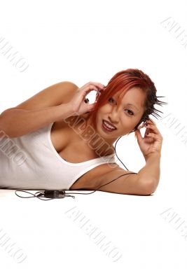 woman with headphone