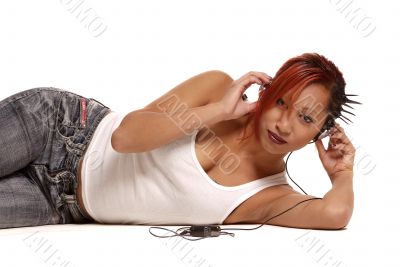 woman with headphone