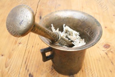 Antique mortar and pestle