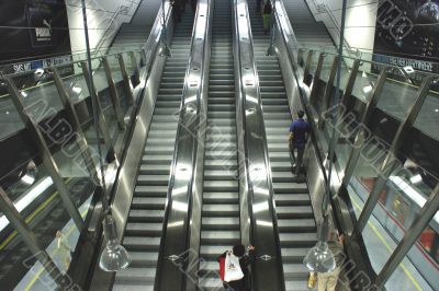 Escalators in the underground station.