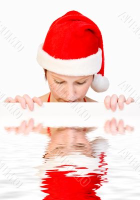 Santa girl with whiteboard