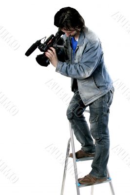isolated working cameraman