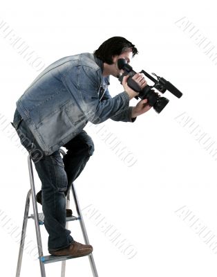 isolated working cameraman