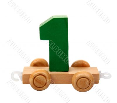 isolated wooden number one