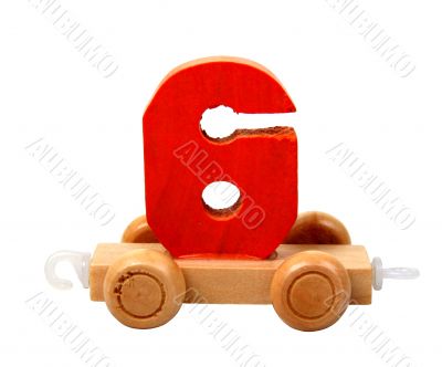 isolated wooden number six