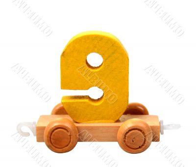 isolated wooden number nine