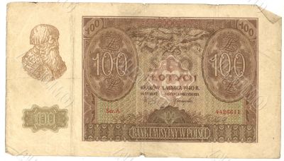  very old Polish banknote 1940