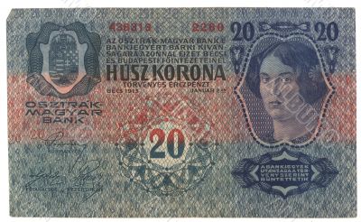 very old Hungarian banknote 1913
