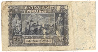 very old Polish banknote 1940
