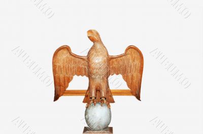 Isolated Wooden Carved Eagle