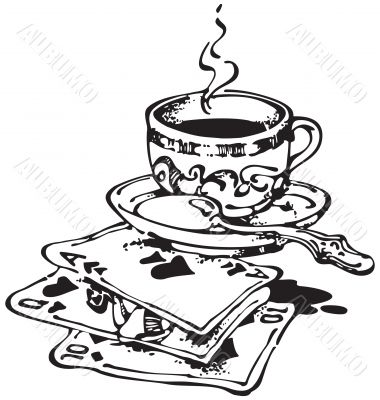 Cup of Coffee and Playing Cards_Black