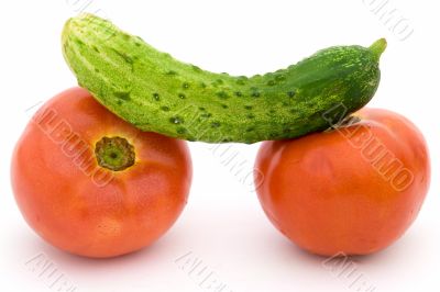Tomatoes and a cucumber