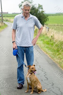 elderly man with dog