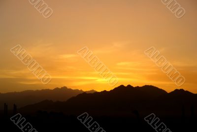 Early sunset in the African mountains.