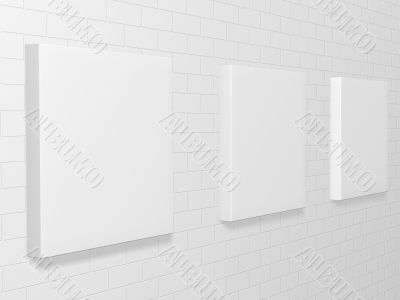 3d picture gallery on a brick wall