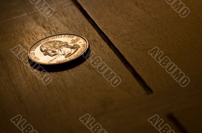 Quarter on Wood