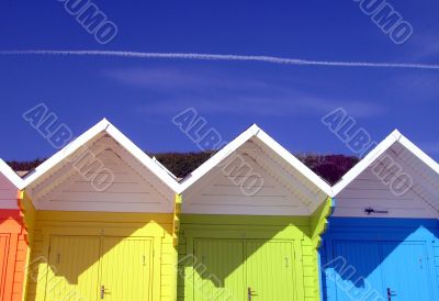 Colorful seaside beach chalets