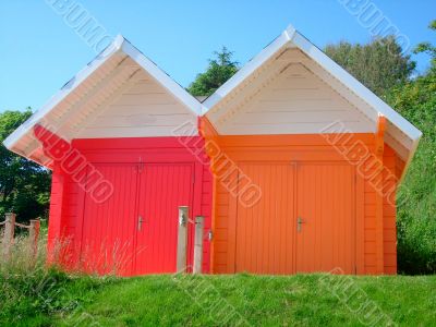 Colorful seaside beach chalets