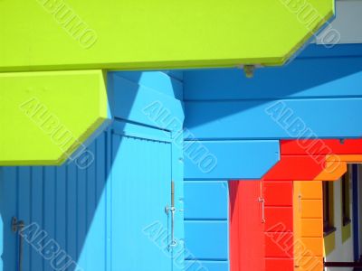 Colorful seaside beach chalets