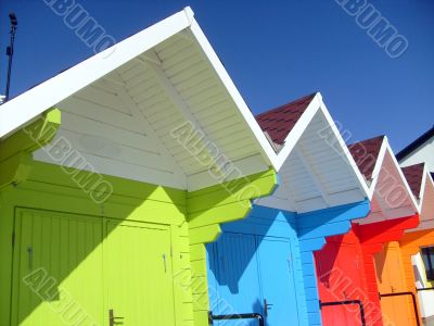 Colorful seaside beach chalets