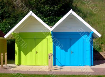 Colorful seaside beach chalets