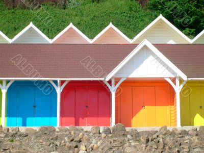 Colorful seaside beach chalets