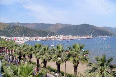 Beach scene Icmeler Turkey