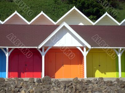 Colorful seaside beach chalets