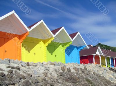 Colorful seaside beach chalets