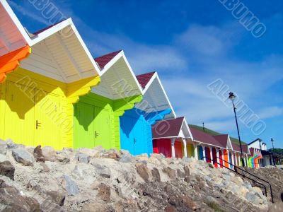Colorful seaside beach chalets