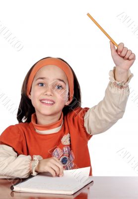 adorable girl studying