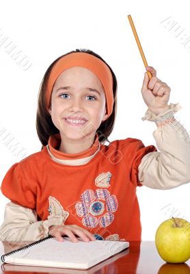 adorable girl studying