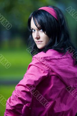 girl in pink jacket