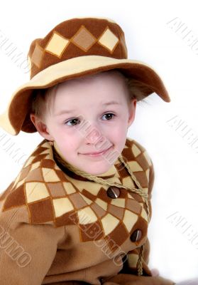 happy girl in brown hat