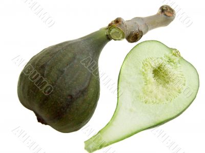 Two half of green fig