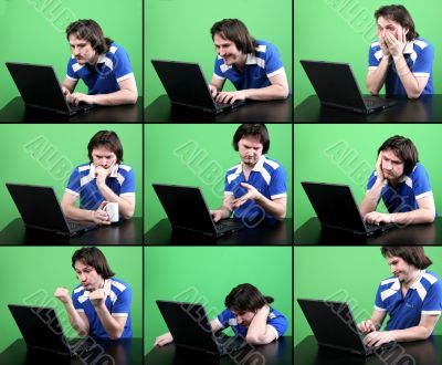 man work with laptop