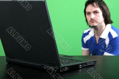 man work with laptop