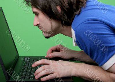 man work with laptop