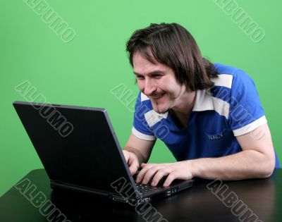 man work with laptop