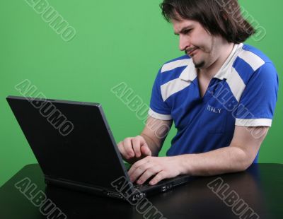 man work with laptop