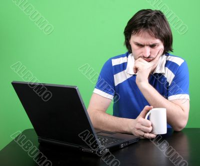 man work with laptop