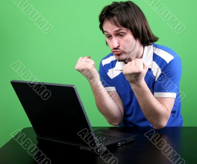 man work with laptop