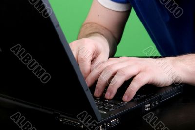 man work with laptop