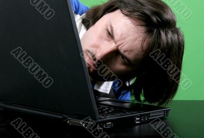 man work with laptop