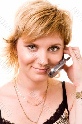 smiling woman with mobile phone