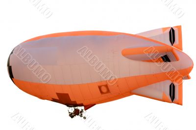 flying orange blimp