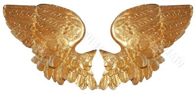  	Isolated golden angel wings