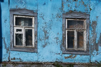  	Pair of aged ruined urban window