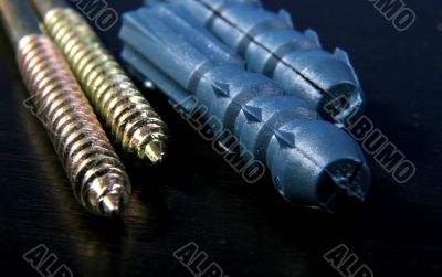 two screws and dowels