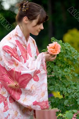 Girl in a flower yukata